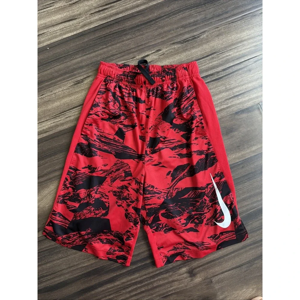NIKE RED & BLACK BOARD SHORTS BOYS SIZE XL SWIM SURF DRI-FIT FABRIC